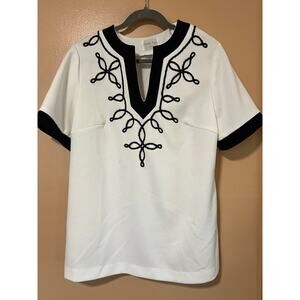Bobbie June Kansas City Vintage 60s 70s Soutache Embroidered Knit Top M/L EUC